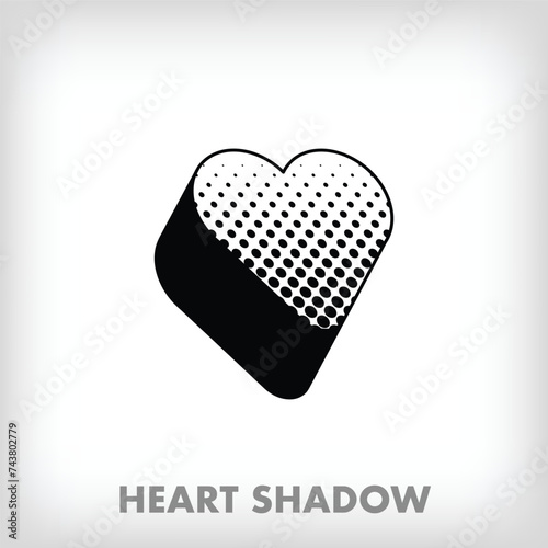 Creative shadowed heart, pop art dot design and health sign. Vector. Modern background for posters, websites, web pages, business cards, postcards, interior design.
