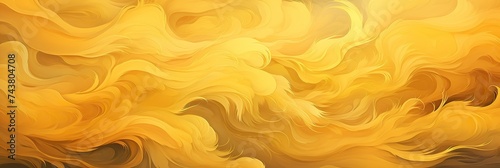 A vibrant painting of swirling yellow and brown flames dancing energetically, embodying the intense heat and power of a blazing fire