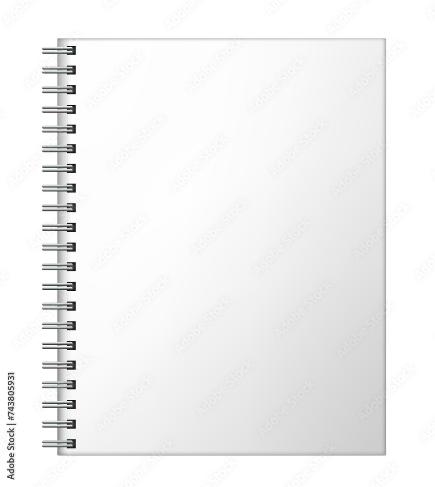 Notebook mockup. Empty ring binding sketch book. Png clipart isolated on transparent background