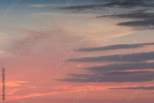 Colourful sky with thin clouds