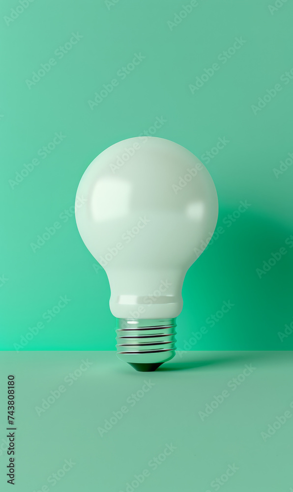 A white lightbulb against a green backdrop symbolising ideas and eco-friendliness. A white lightbulb against a green backdrop symbolising ideas and eco-friendliness.