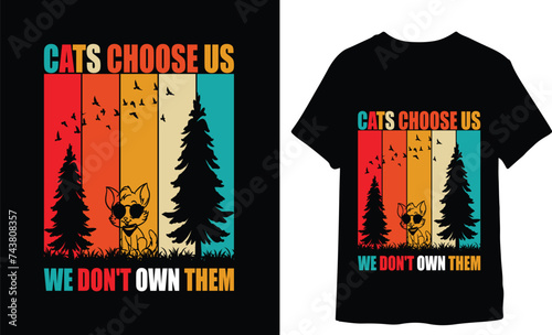 Cats vector t-shirt design. Unleash your positives attitude with this trendy and cool t-shirt design featuring a playful cat silhouette and inspiring handwritten quote in stylish calligraphy, typograp