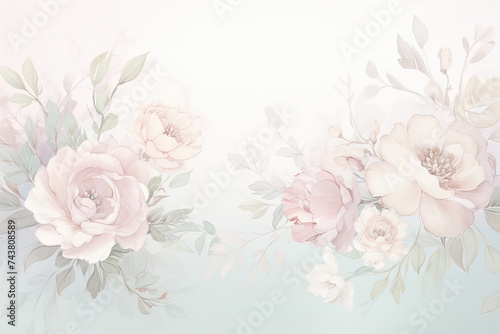 detailed painting of pink flowers against a serene light blue background. The flowers stand out beautifully, capturing the essence of natures delicate beauty