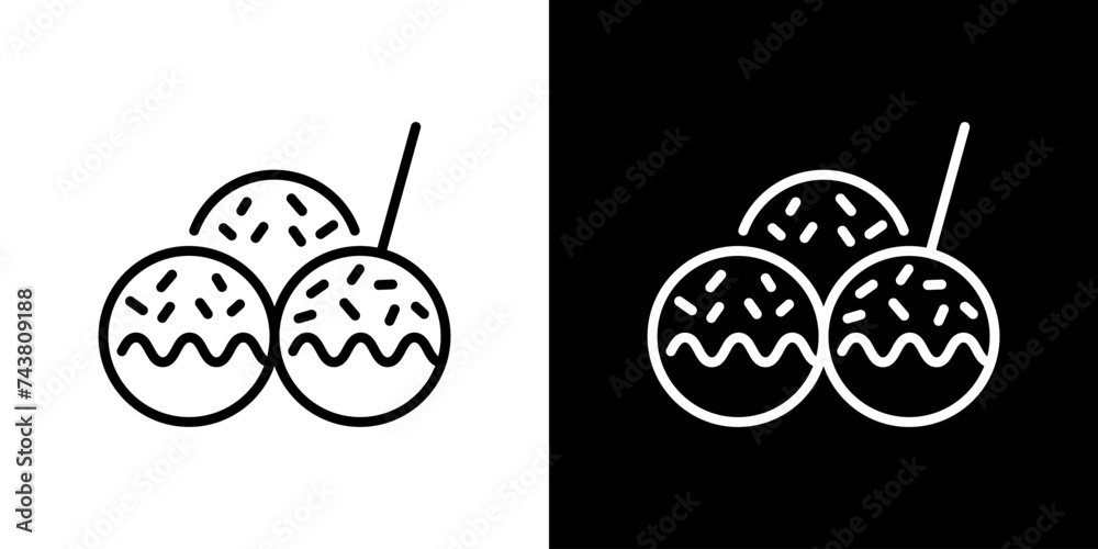 Fototapeta premium 編集可能な大阪名物のたこ焼きラインアイコン