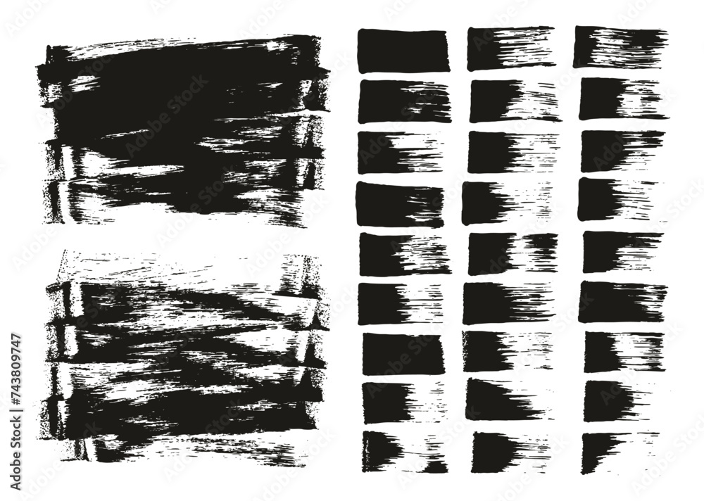 Hand Drawn Flat Sponge Thin Artist Brush Straight Lines & Long Background Mix High Detail Abstract Vector Background Mix Set 