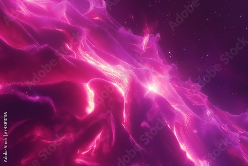 Abstract Cosmic Energy Flow in Pink and Purple Hues with Stars, Conceptual Space Background for Science and Fantasy