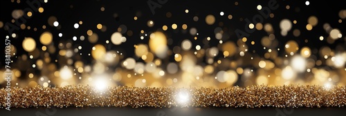 A dazzling black and gold background adorned with an abundance of shimmering sparkles, creating a luxurious and enchanting ambiance