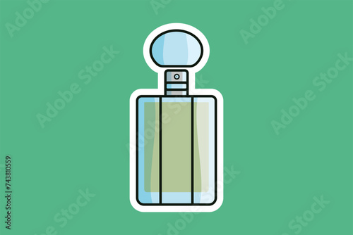 Perfume Glass Bottle Sticker vector illustration. Beauty and Fashion object icon concept. Blank cosmetic perfume bottle sticker vector design with shadow.
