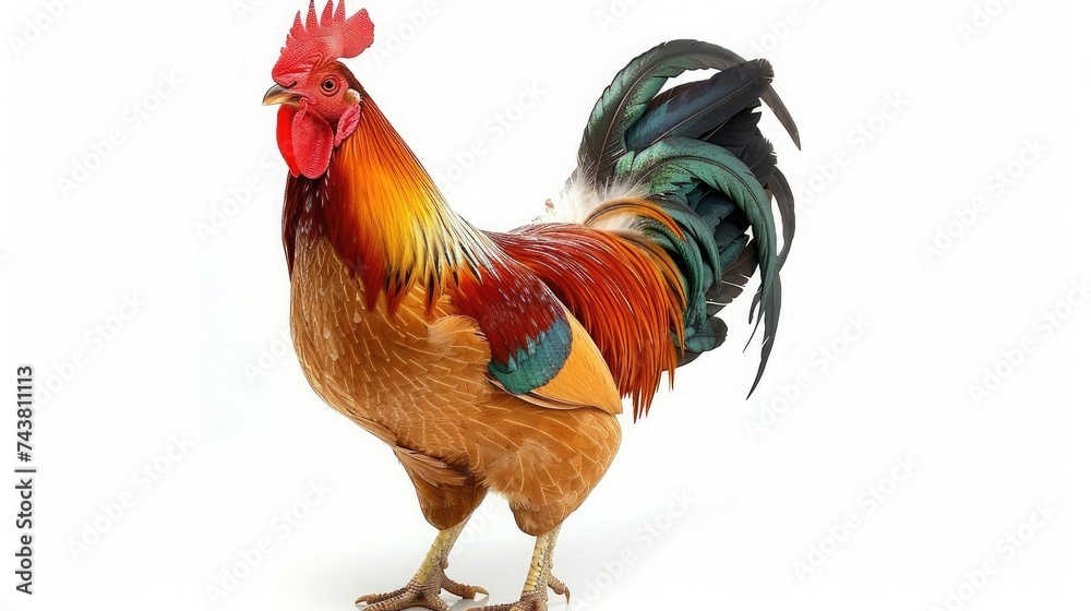 Fototapeta premium chicken bantam, Rooster isolated on white