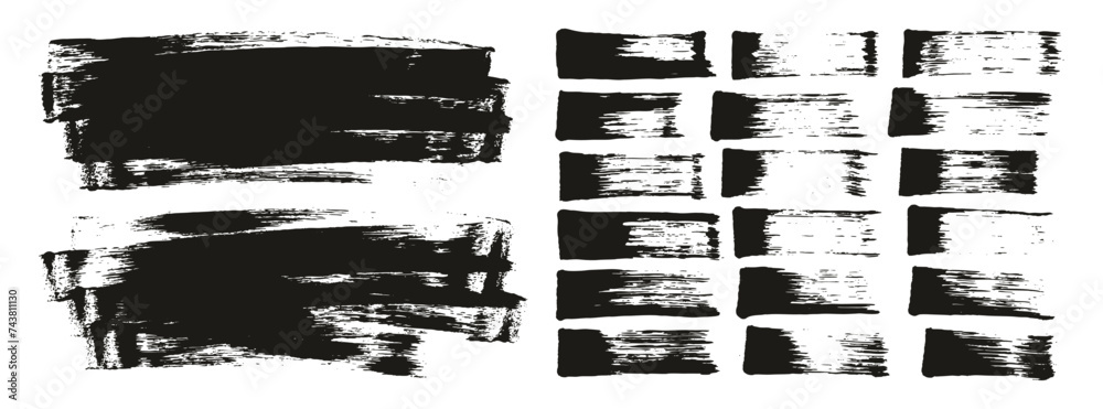 Hand Drawn Flat Sponge Thin Artist Brush Straight Lines & Long Background Mix High Detail Abstract Vector Background Mix Set 