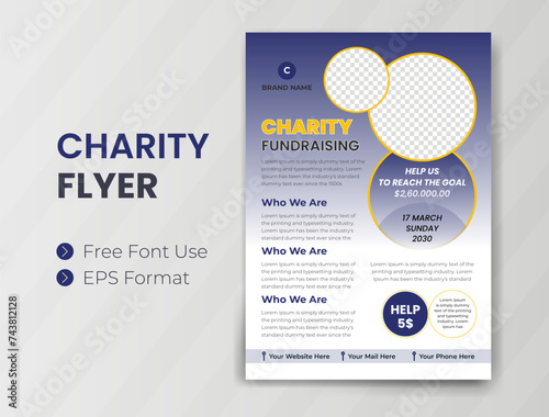 Charity Flyer design and Fundraising banner Donation poster vector