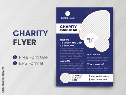 Charity Flyer design and Event Fundraising banner Donation poster template vector