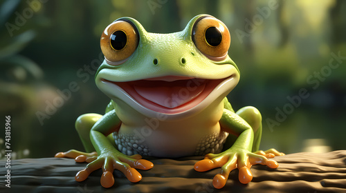 Highly detailed realistic green frog