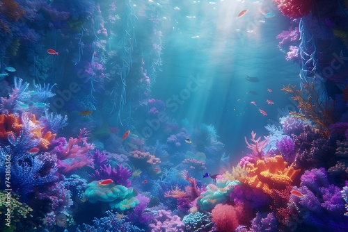 Vibrant Underwater Reefs with Tropical Fish