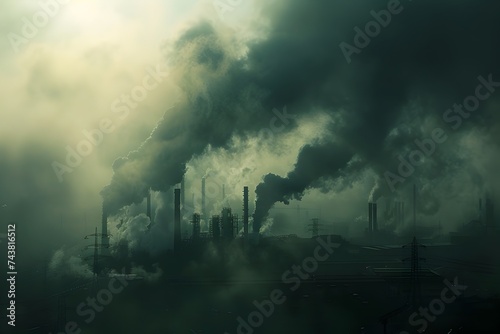 Smoky Factory in a Moody Landscape