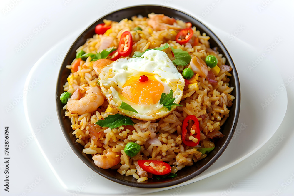 Fried rice or Nasi Goreng isolated on white background
Fried rice or Nasi Goreng isolated on white background