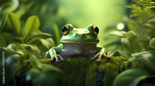 Highly detailed realistic green frog © xuan