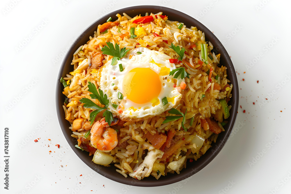 Fried rice or Nasi Goreng isolated on white background
Fried rice or Nasi Goreng isolated on white background