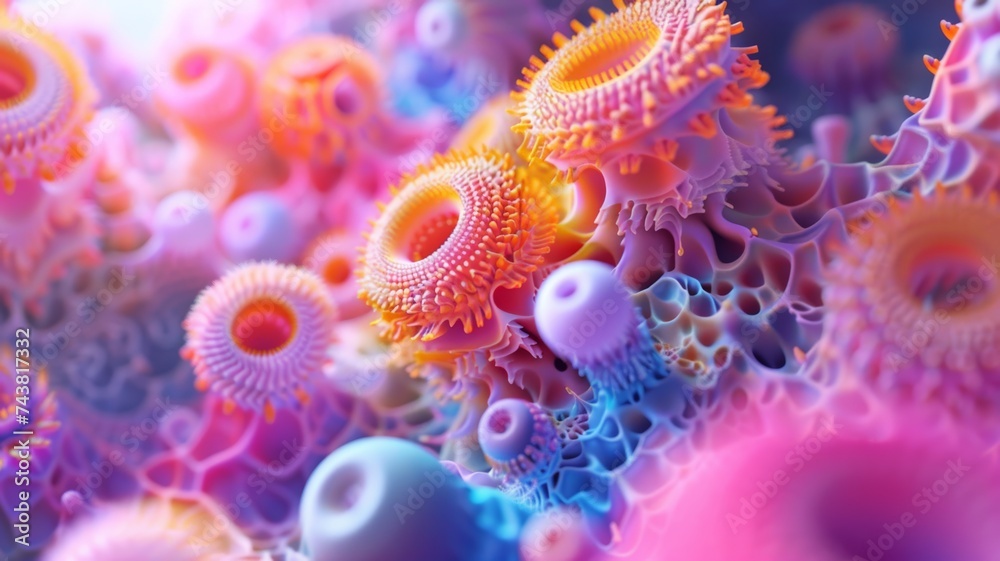 Abstract 3D rendering of multicolored images. Abstract 3D rendering of multicolored images.