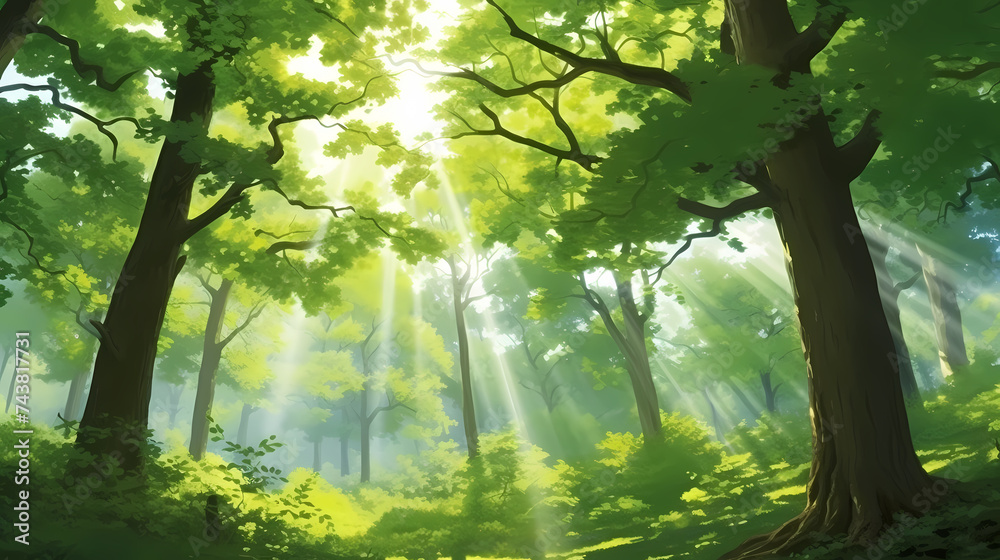 Forest trees low angle landscape panorama Forest trees low angle landscape panorama