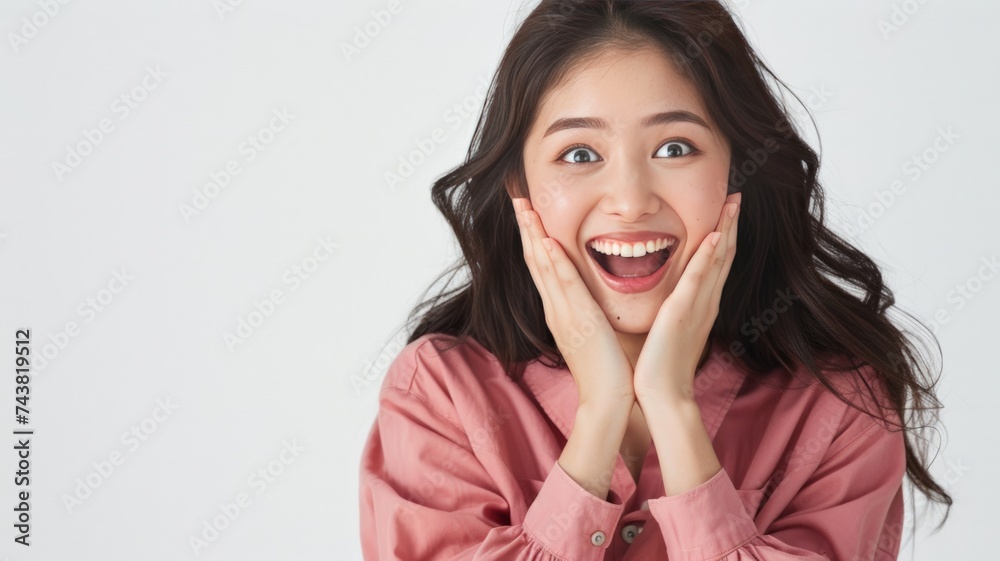 Happy beautiful Asian woman with copy space Happy beautiful Asian woman with copy space
