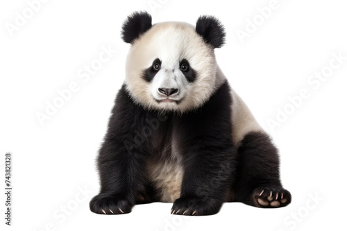 Charming Panda Standing Alone on Clear Background