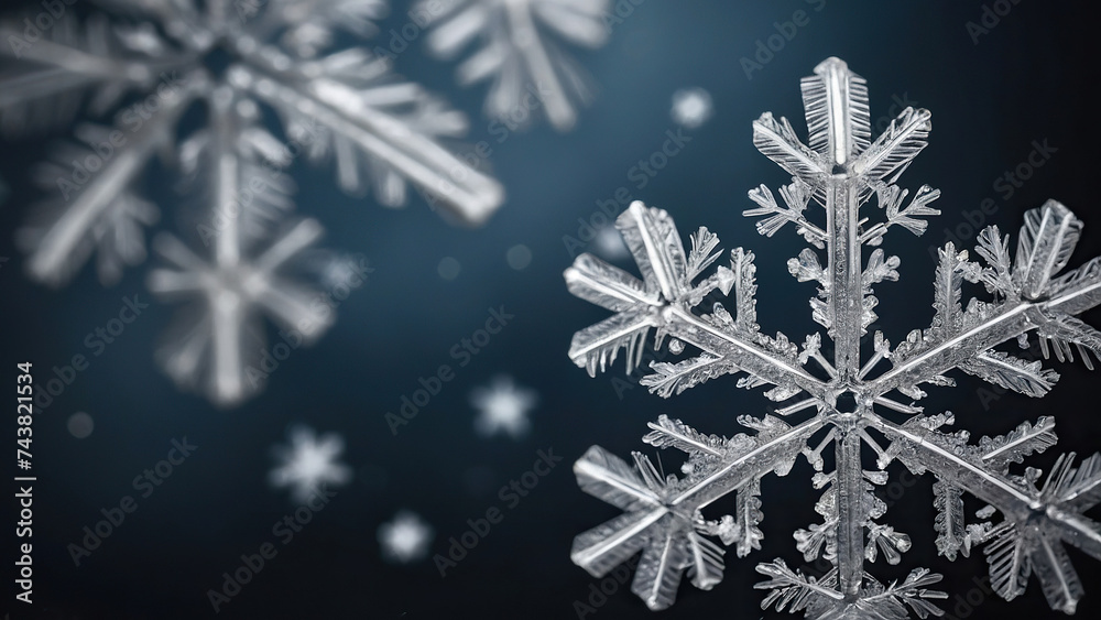 Close-up of a snowflake. The mesmerizing beauty of winter. Macro photography. Close-up of a snowflake. The mesmerizing beauty of winter. Macro photography.