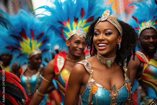 Samba dancers performing in the Brazilian Carnival Parade