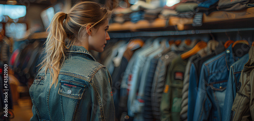 woman shopping in clothing store