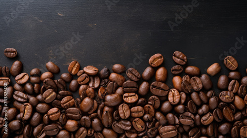 Coffee beans background.roasted coffee beans on a black background. Coffee beans texture