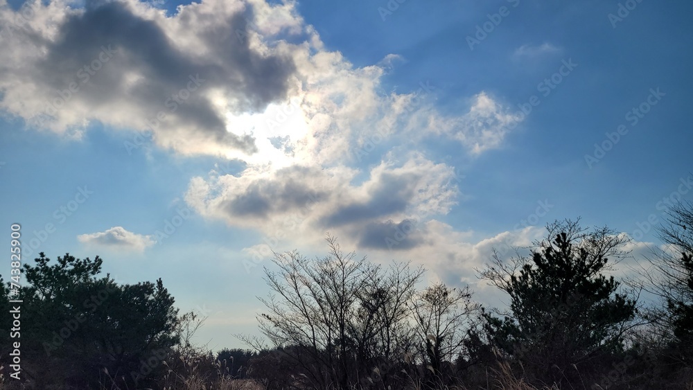 풍경, 흰구름, 파란하늘, 자연 풍경, 흰구름, 파란하늘, 자연