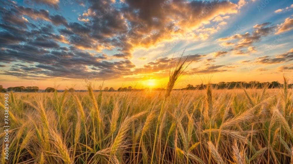 Golden wheat field, summer, agriculture, harvesting, cereal, nature, cultivation