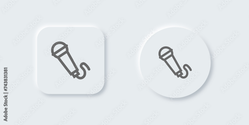 Microphone line icon in neomorphic design style. Voice signs vector illustratoion. Microphone line icon in neomorphic design style. Voice signs vector illustratoion.