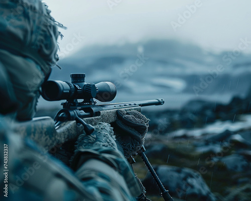 A sniper with a powerful lens takes aim at their distant target