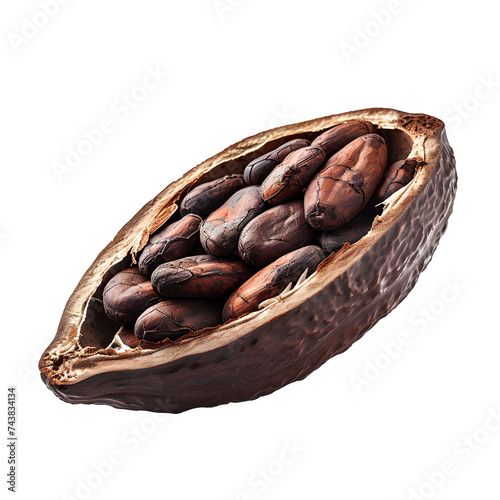 Cocoa bean isolated, transparent background white background no background