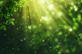 Abstract background of bright green lights in the forest  eco and magical concept