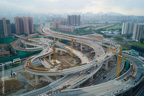 An aerial view of a large infrastructure project