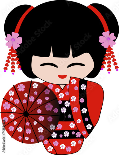 red kokeshi doll model 1