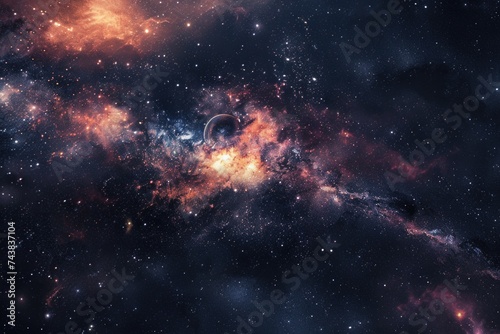 Galactic panorama with stars nebula and galaxies.