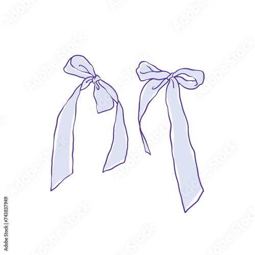Purple bow isolated on white background