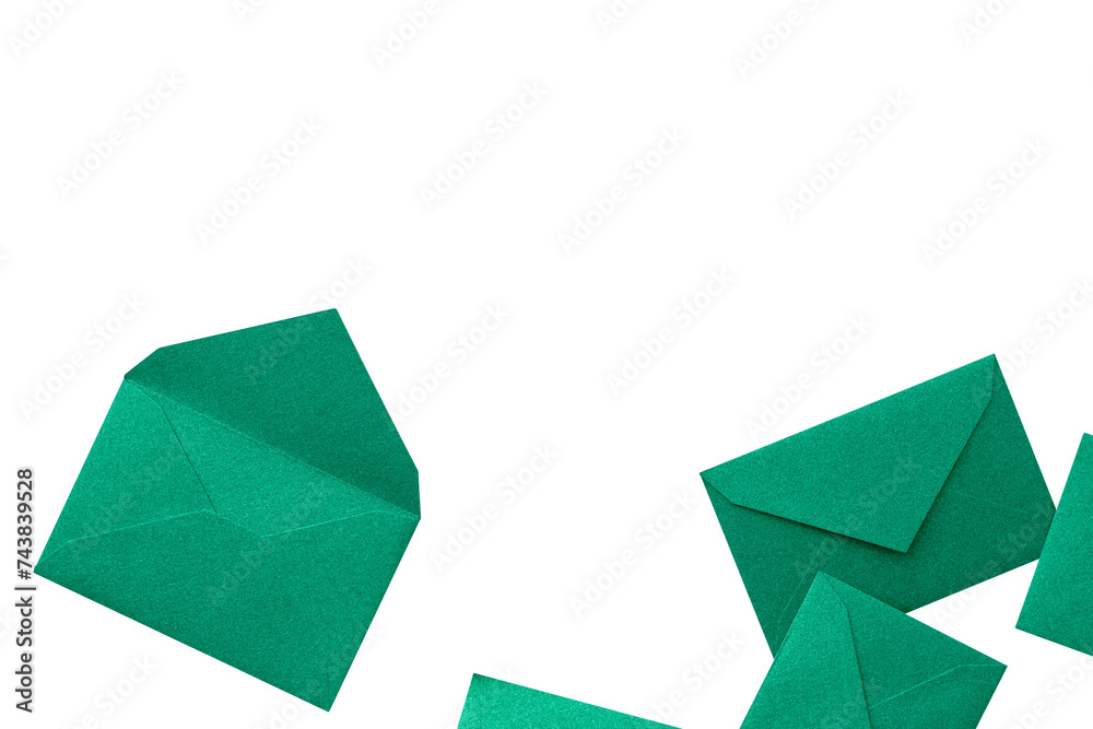 Decorative frame with several cute little green envelopes with lame scattered around. Decorative frame with several cute little green envelopes with lame scattered around.