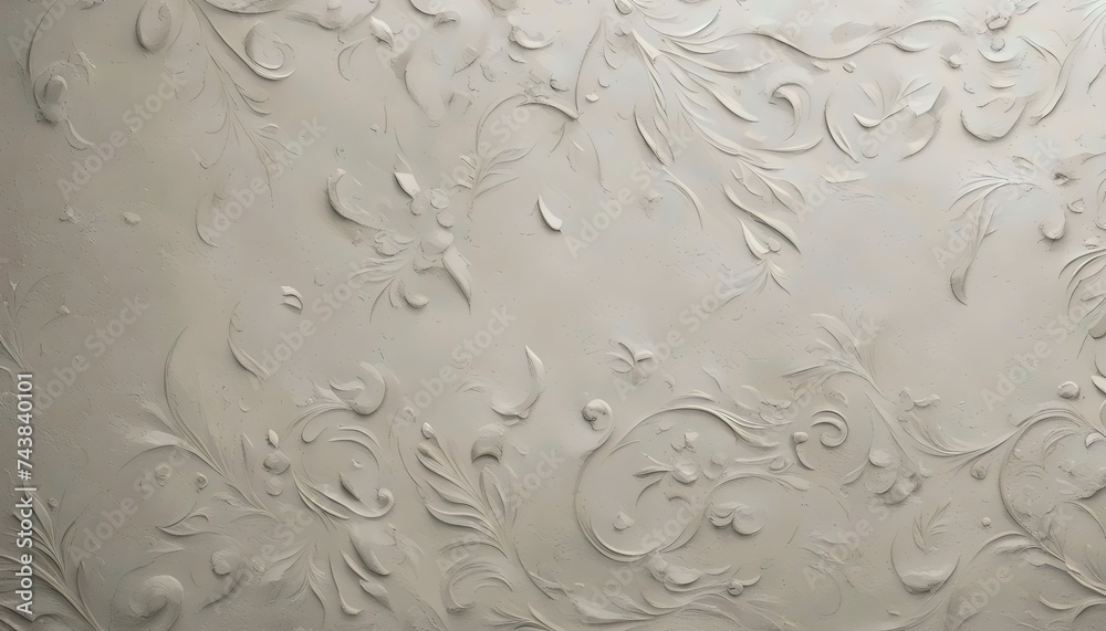 Elegant White Floral Relief Wall Texture Elegant White Floral Relief Wall Texture