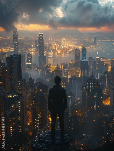 Man Standing on Top of Tall Building