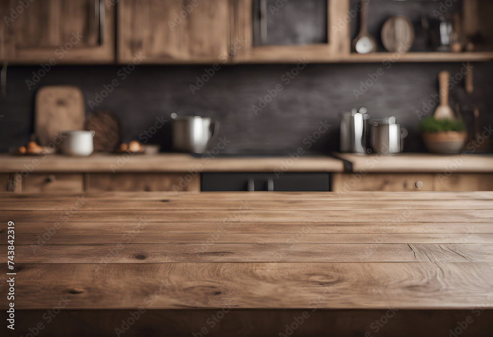 Empty wooden table of rustic kitchen. for product display. Empty wooden table of rustic kitchen. for product display.