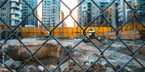 fences on the background of a construction site,