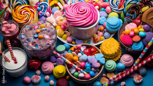 Assortment of colourful festive sweets and candy