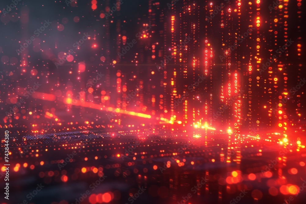 Obraz premium Dark Background Illuminated by Red and Yellow Lights