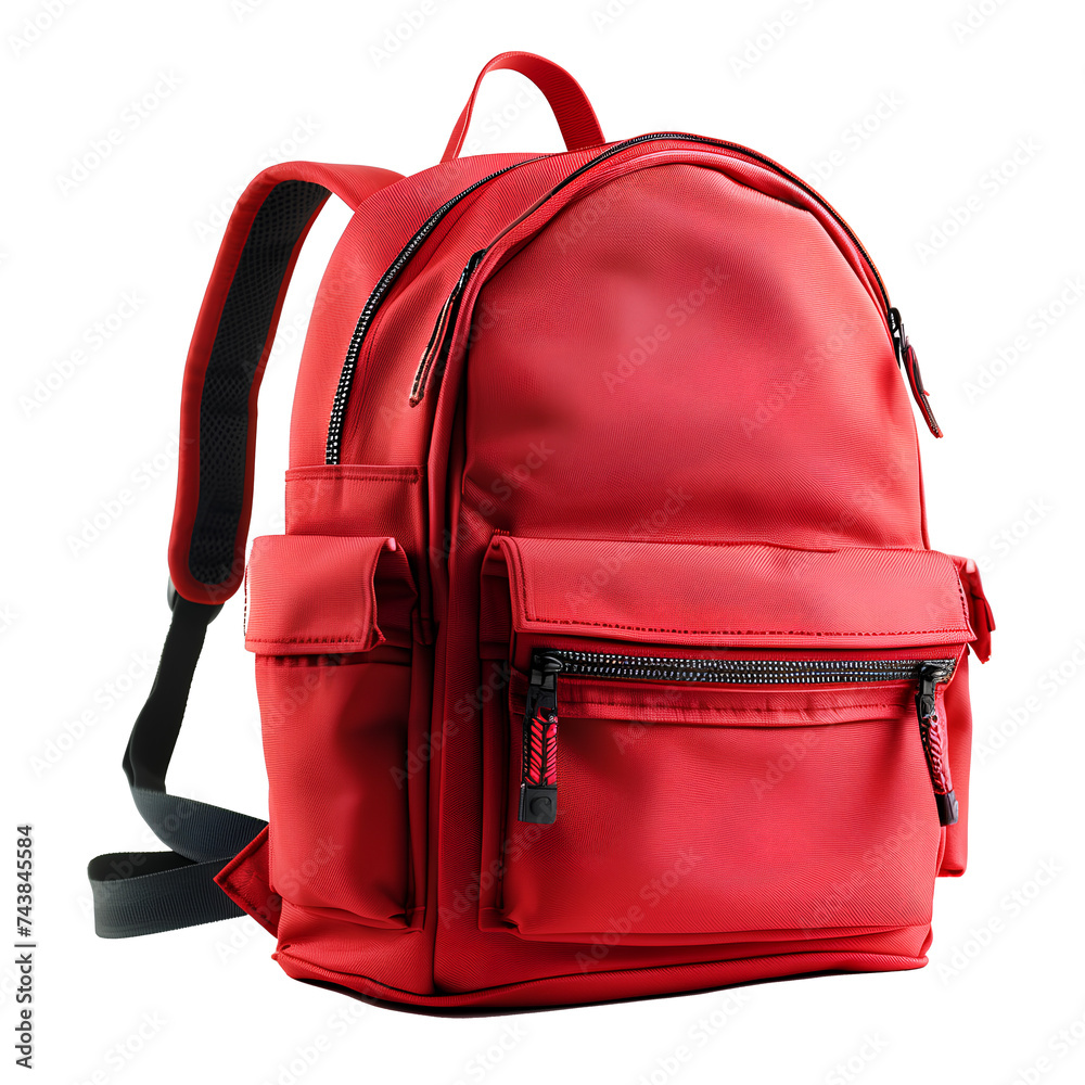 red school backpack isolated, transparent background white background ...