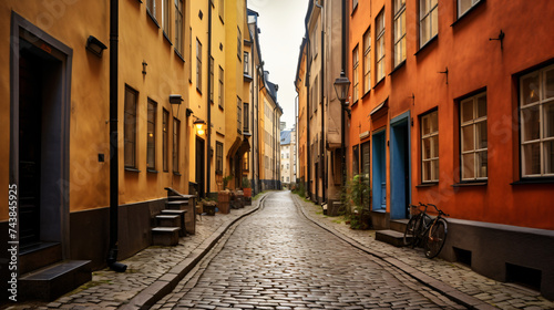 Authentic narrow streets of old town of stockholm