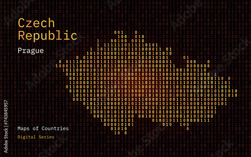 Czech Respublic Map Shown in Binary Code Pattern. Matrix numbers, zero, one. World Countries Vector Maps. Digital Series photo